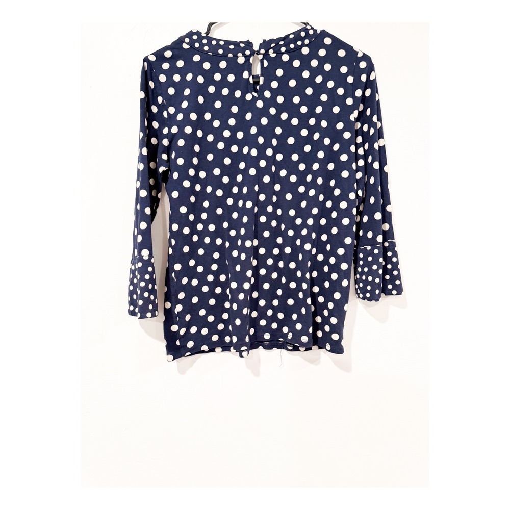 Boden Navy Blue White Polka Dot Bell Sleeve Boat Neck Top Womens US 4 UK 8 - Picture 2 of 4